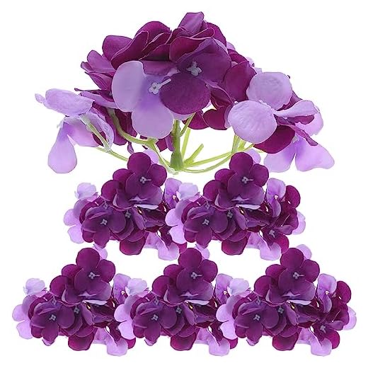 Abaodam 6 Piezas Hortensias Artificiales Flores Artificiales De Hortensias Moradas Topper De La Magdalena De Flores De De Seda Falso Cabello Púrpura Tela De Seda Florecer