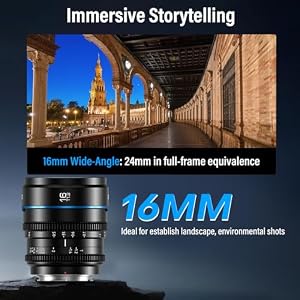 SIRUI Night Walker 16mm S35 Wide Angle Cine Lens, T1.2 Large Aperture Manual Focus Lens for BMPCC4K, GH5II, GH5S, GH6, Z Cam (MS16M-B, M4/3 Mount, Black) — photo 4 of 6
