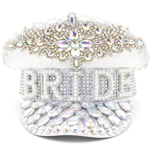 Chapeau de camionneur de mariée punk avec strass et paillettes scintillantes