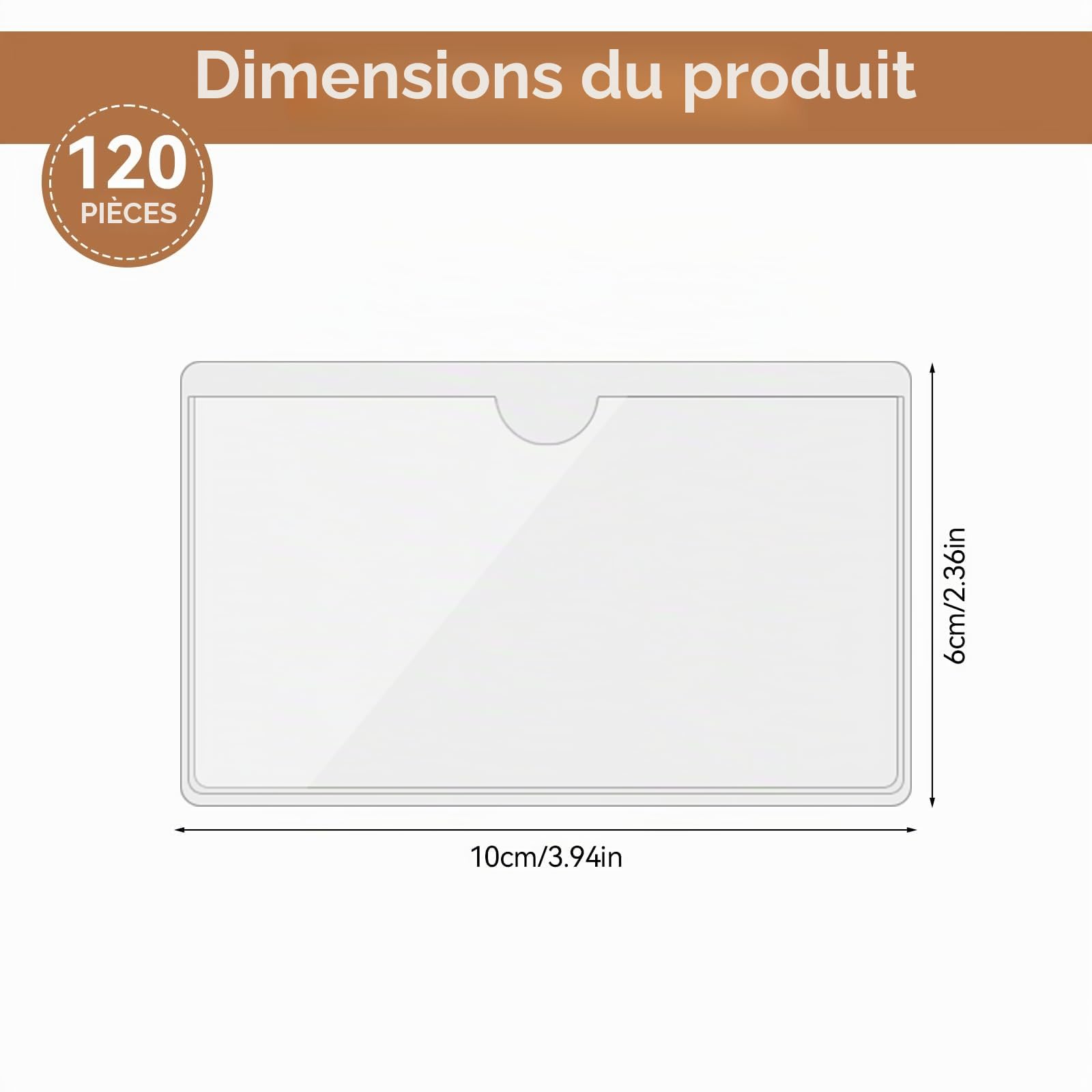 120 Pièces Transparent Porte-Cartes Autocollants 6 X 10 cm, Adhesive Horizontal Plastic Card Sleeve, éTanche et Anti-Poussière, Convient aux Entrepôts, Bureaux, Maisons, éColes (Ouverture Par Le Haut)