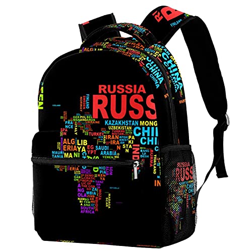 Sac à dos de voyage motif carte du monde Russie Canada et bretelles confortables