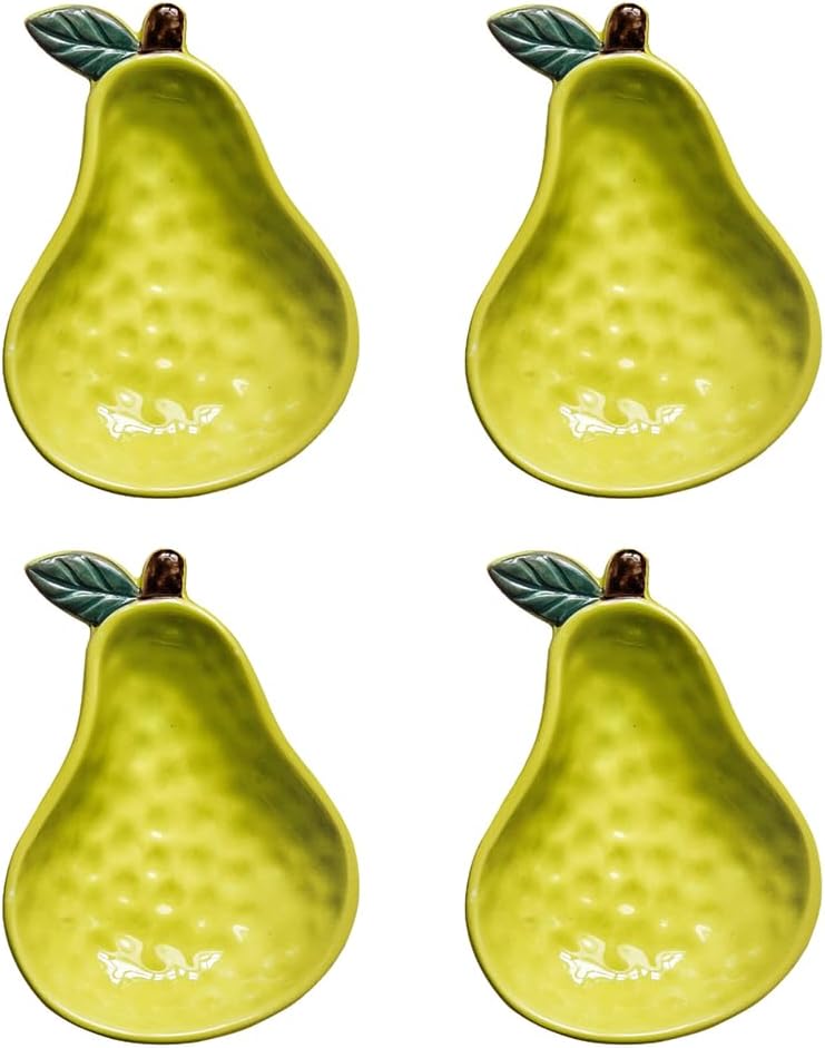 WAIT FLY Lemon/Apple/Pear Shaped Multipurpose Ceramic Appetizer Plates Dessert Bowls Sauce Dish Seasoning Dishes Candy Nuts Snacks Dishes-Pear