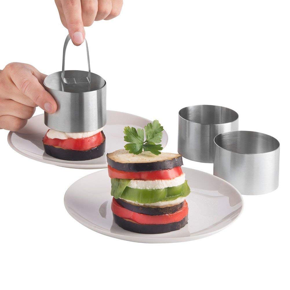 Lot De 4 Emporte-pièces Ronds 8 Cm Avec Poussoirs - Cercles à Pâtisserie En Acier Inoxydable