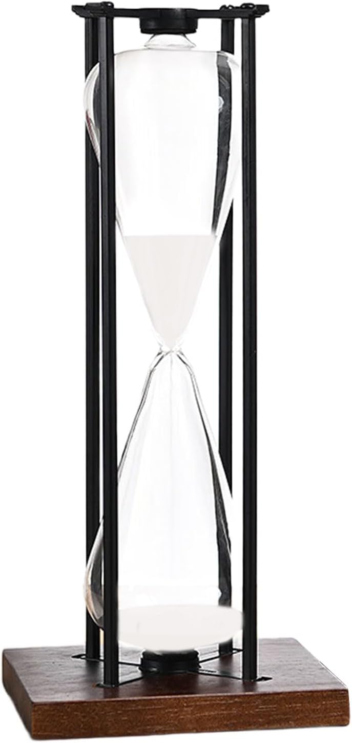 大きな鉄の砂時計タイマー、瞑想と集中のための木製ベースの効果的な30/60分の砂タイマーレトロなガラスの砂時計