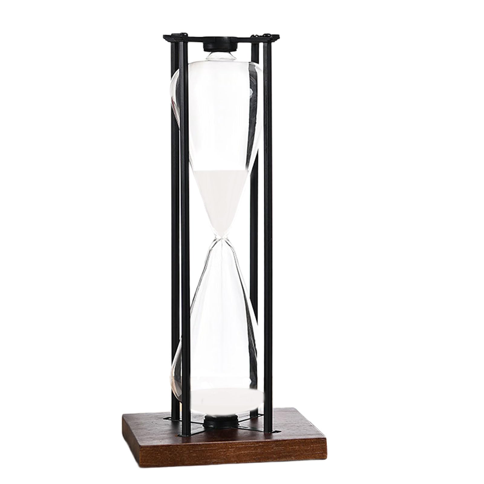 Großer Sanduhr Timer aus Eisen, effektive 30/60-Minuten Sanduhr mit Holzsockel für Meditationen und Konzentration, künstlerisches Schreibtischzubehör