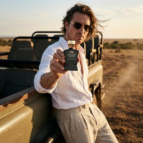 Image of H HABIBI Desert Oud Perfume for Men Eau de Parfum 75 ml | Made in USA. Long lasting Arabian cologne with rich oud and woody notes for men.