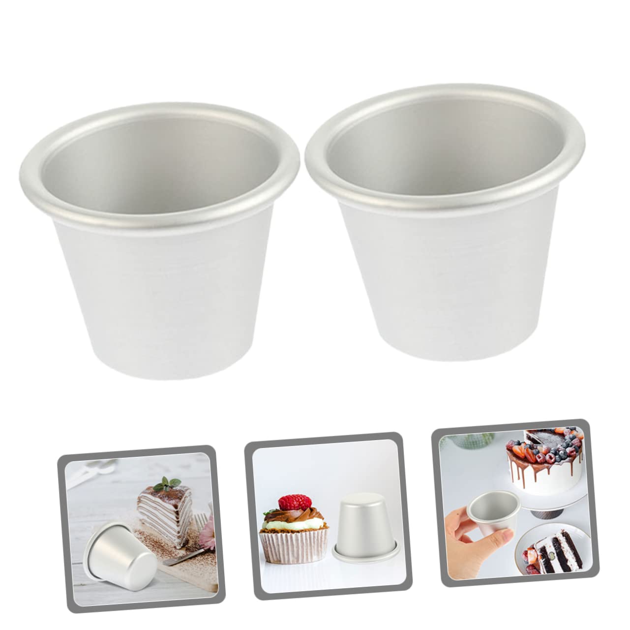 KICHOUSE 2pcs Cake Pans Round Baking Molds for Pudding Jelly and Cakes Nonstick Surface for Easy Demolding for Desserts Muffins and Pastries