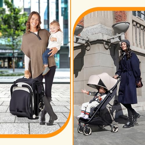 Image of Lightweight Baby Stroller, Compact Umbrella Stroller with Adjustable Canopy /Footrest /Backrest, One-Hand Folding Newborn Infant Stroller for Airplane Friendly(Grey)