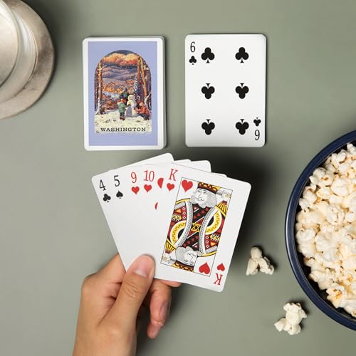 Lantern Press naipes poker Vintage Snowman 52 cartas miniatura 2