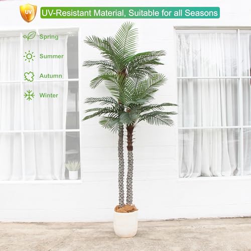 Image of Nafresh 10ft Tall UV Resistant Faux Palm Tree, 120in Artificial Palm Tree Indoor Outdoor with Real Bark and Realistic Leaves and for Home House Office Living Room Yard Patio.