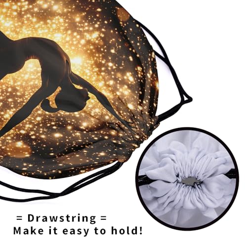 Image of Nerxy Gymnast Gymnastics Grip Bag - Gold Stars Grip Bags for Gymnastics Mini Gym Bag Galaxy Drawstring Storage Pouch Adjustable