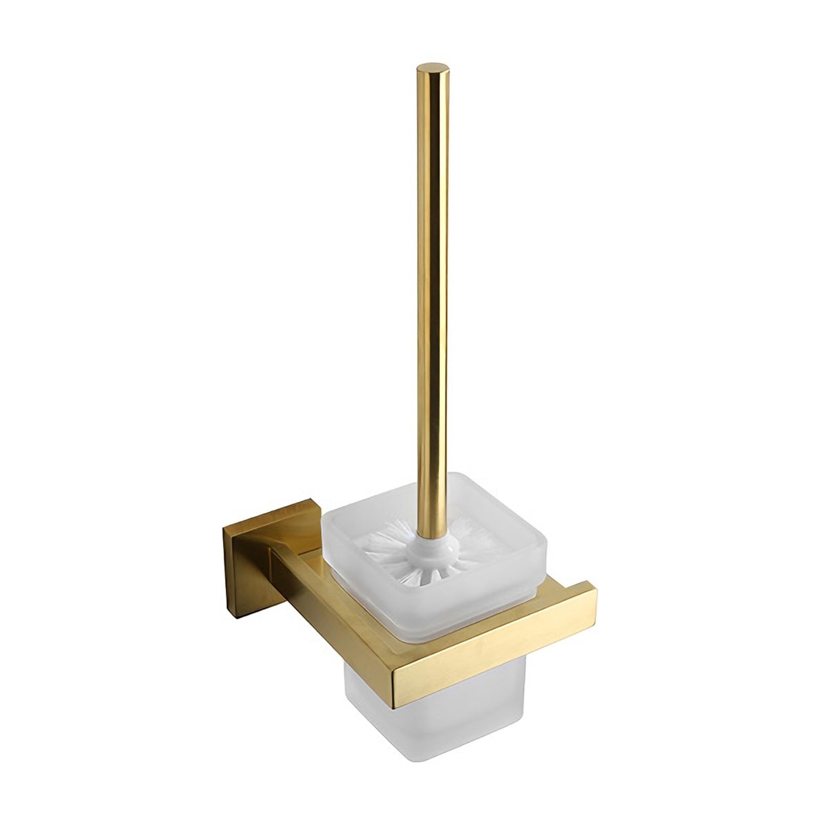 Jiingekk Brushed Gold Steel Bathroom Toilet Brush Featuring Square Design Enhances Aesthetics Efficient Scrubbing Secure Stand For Bathroom Stable Base Brush
