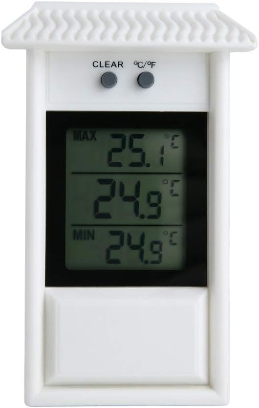 WENDUPPV ° C / ° F Interior/Exterior Termómetro Termómetro Digital Multifuncional de luz de Fondo Impermeable Termómetro MAX y Min Valor Pantalla de Tendencias (Color : Blanco)