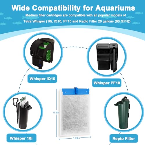 Image of 10 Pack Medium Fish Tank Filter Cartridges Compatible with Tetra Whisper Bio-Bag Filters Medium Replacement Filter Cartridges for Whisper ReptoFilter and 10i IQ10 PF10 Power Filters -Ready to Use