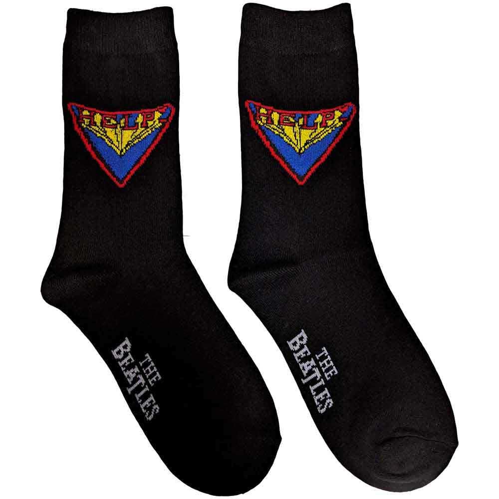 The Beatles Help! Comic Book Logo Homme Nouveau Noir Chaussettes (Uk Size 7-11) Size One Size - Les Beatles, Paul McCartney, John Lennon, RIngo Starr, George Harrison The Beatles Help! Comic Book Logo Homme Nouveau Noir Chaussettes (Uk Size 7-11) Size One Size