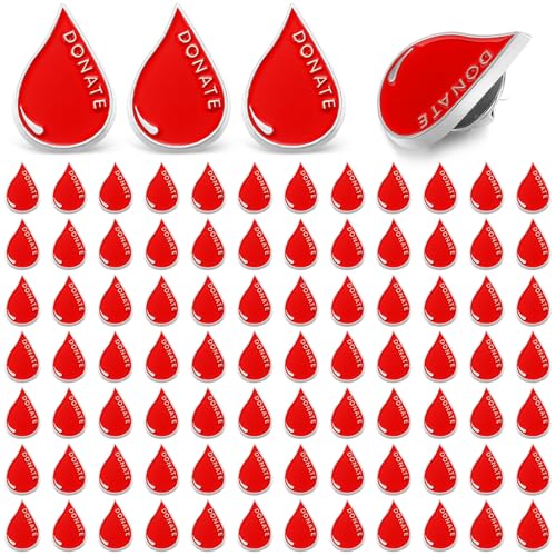 Image of Ecation Blood Drop World Blood Donor Day Gift Enamel Lapel Donor Pins for Party Charity Favors Decoration Event Supplies