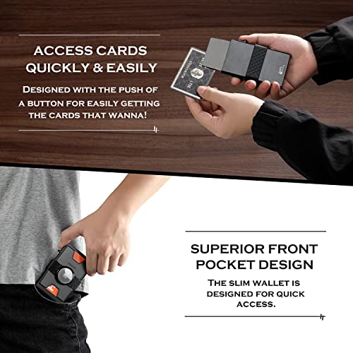 Semorid Minimalist Men Metal Wallet With Airtag Holder | Aluminum Credit Card Holder With Expandable Backplate | Trackable Wallet For Apple Air Tag Gps | Rfid Blocking Front Pocket Money Case (Black) #TOP2