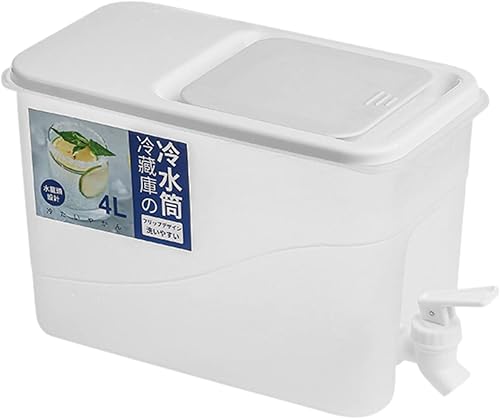 SYALEO Dispensador de bebidas de plástico de 4 litros con grifo, hervidor de agua fría de gran capacidad, dispensador de bebidas para cocina al aire