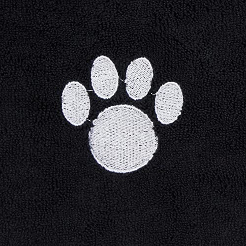 Image of Bone Dry Pet Grooming Towel Collection Embroidered Absorbent Microfiber Drying Set, 15x30, Black, 3 Count