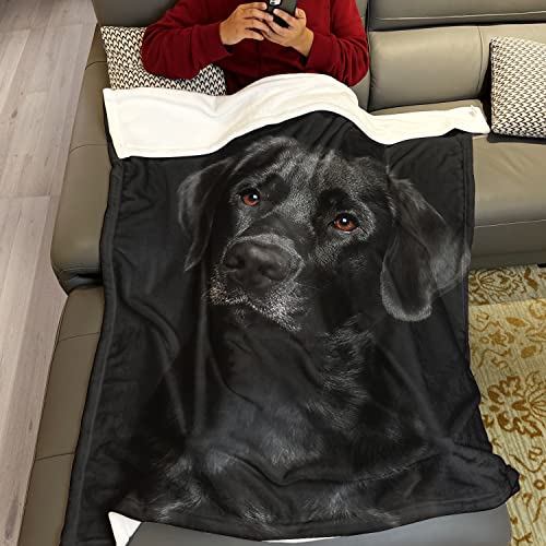 Hommomh Black Lab Blanket, Gorgeous Labrador Dog Print, Soft Fluffy Fleece Throw 60"X80" #TOP3