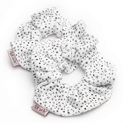 Kitsch Microfiber Spa Headband For Washing Face | Holiday Gift Microfiber Hair Towel For Drying Wet Hair | And Microfiber Scrunchies For Frizz Free | Heatless Hair Drying | Cleanse Bundle (Micro Dot) #TOP6