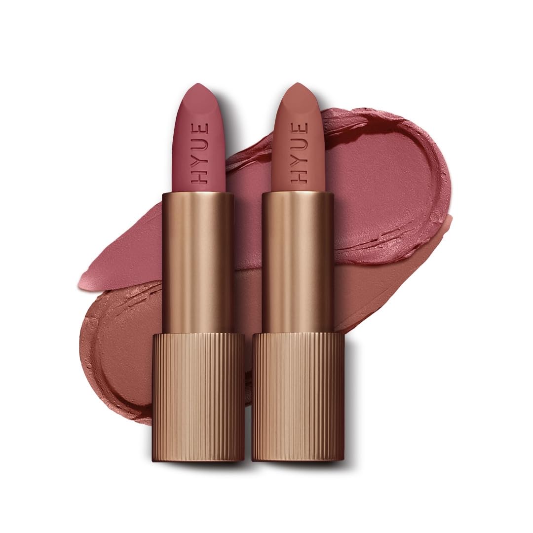 HYUE Nude Affair Velvette Kiss Bullet Lipstick | Feather Light & Powder Finish | Long-Wear Intense Color | With Jojoba, Almond & Gooseberry | Smudge-Proof, Travel-Friendly, Precision Tip-image-47