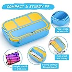 QQKO Bento Lunch Boxes with 4 Compartments, Sauce Container, Utensils, Food Picks and Muffin Cups for School or Adults, Blue - Image 4