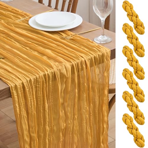 Asee'm Gold Yellow Cheesecloth Table Runner Fall Boho Rustic Gauze 10FT