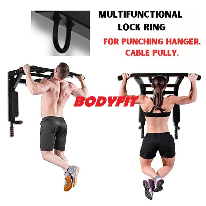 Image of Bodyfit Fitness New Bench for Home Gym | Multi Adjustable Exercise Positions | Full Body Workout Weight Bench | Foam Soft Padding | Heavy Solid Steel Bench. (3in1 pull Bar)