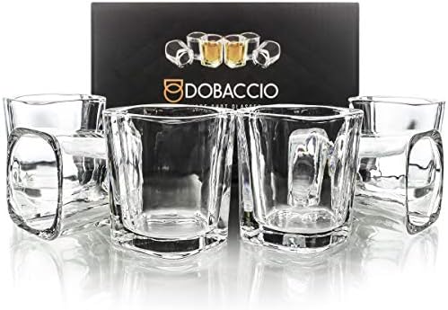 Square Shot Glasses Set for Tequila, Whiskey, Brandy. Clear Small Funny Shooters Drinking Cube Mini Glass, 6 pcs, 2 oz