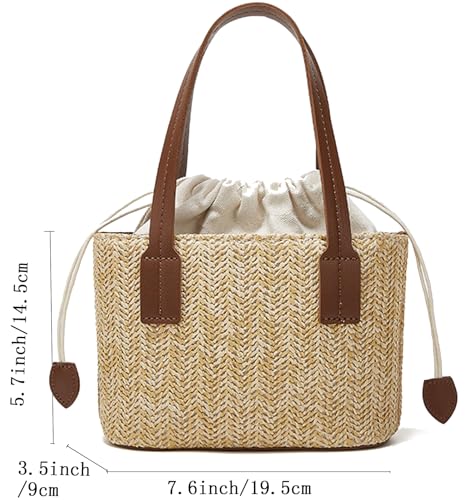 Cute Brown Straw Fabric Tote Bag Purse for Women Straw Crossbody Bags for Women Y2k Purses Shoulder Handbag2