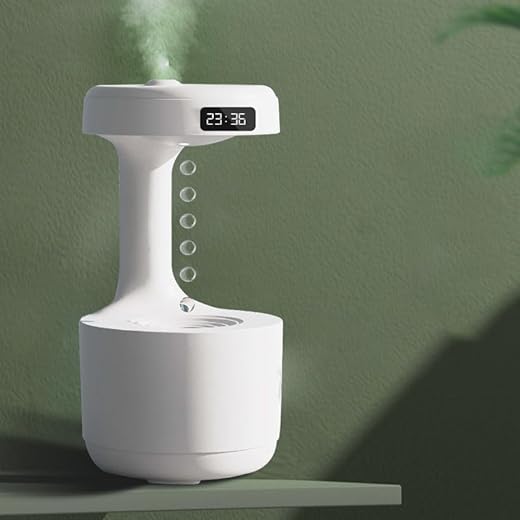 DOBROS Humidifier For Room Moisture Aroma Diffuser For Home Fragrance Effective Cold & Cough Relief Cool Air Purifier With Clock,Anti-Gravity,Led 24-Hrs Time Display-Portable (White) ,600 Ml
