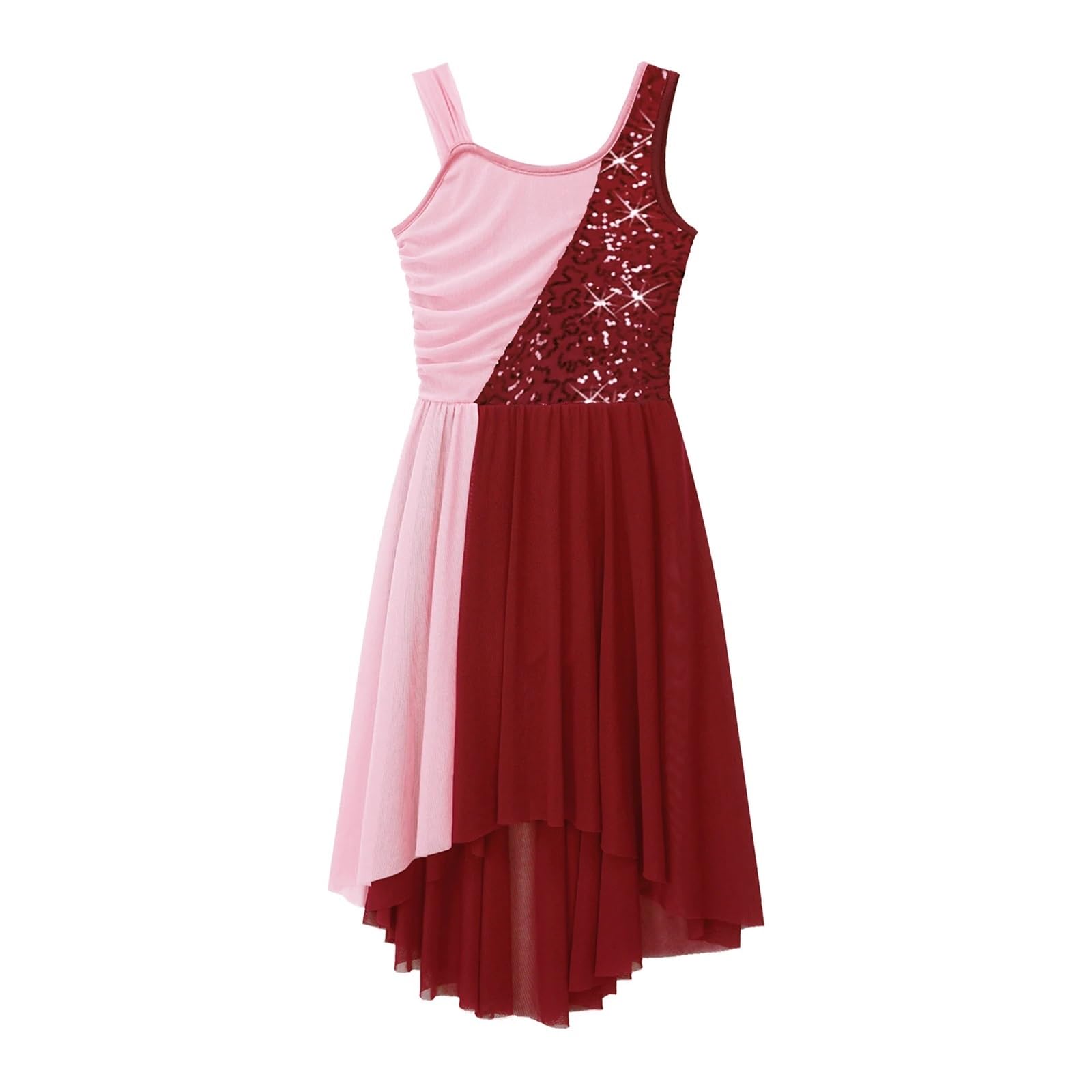 Vestido De Patinaje ArtíStico Vestido de baile lírico con lentejuelas for niñas, vestido de tutú de ballet for niños, leotardo de gimnasia, baile de salón, ropa de actuación de baile moderno Para Artí