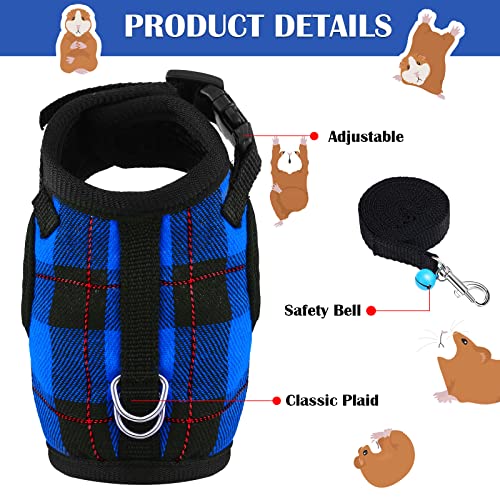 2 Pieces Guinea Pig Harness And Leash Plaid Hamster Harness With Safety Bell Adjustable Ferret Harness And Leash Set No Pulling Walking Vest For Ferret Chinchilla And Similar Small Animals (S) #TOP5