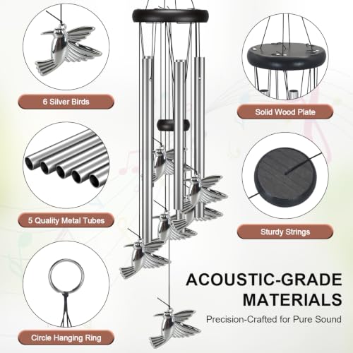 Image of Virekm Hummingbird Wind Chimes for Outside, Decorations for Patio Porch | Bird Wind Chime Outdoors, Clearance Sympathy Windchimes Deep tone, Memorial Gifts for Mom, Garden Decor for Home and Backyard