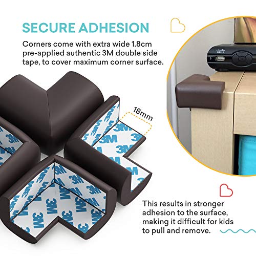 Soft Baby Proofing Corner Guards & Edge Protectors - Pre-Taped Table Corner Protector, Child Safety Furniture Bumper, Sharp Corner Cushions, 8 Pack, Brown #TOP3
