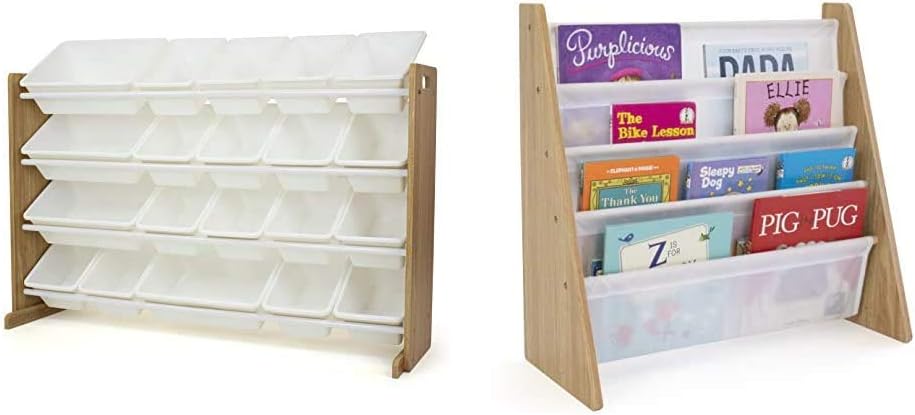 Humble Crew Toy Organizer with Storage Bins and Kids Book Rack