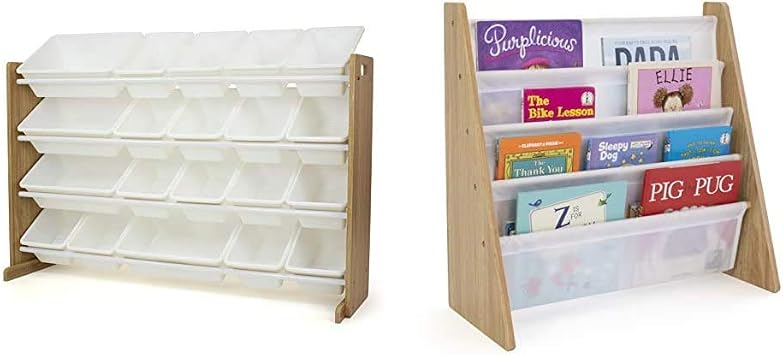 Humble Crew Toy Organizer with Storage Bins and Kids Book Rack