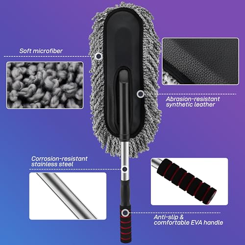 Image of iWagon- Super Soft Car Cleaning Multipurpose Car Cleaner Brush Exterior and Interior Extendable Handle for Cleaning