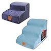 Kphico 2 Steps Dog Stairs and 3 Steps Dog Ramp Set, High Density Foam Pet Steps with Washable Cover,Non-Slip Pet Stairs for Older Dogs/Cats, Injured or Disabled Pets – Send Pet Hair Remover