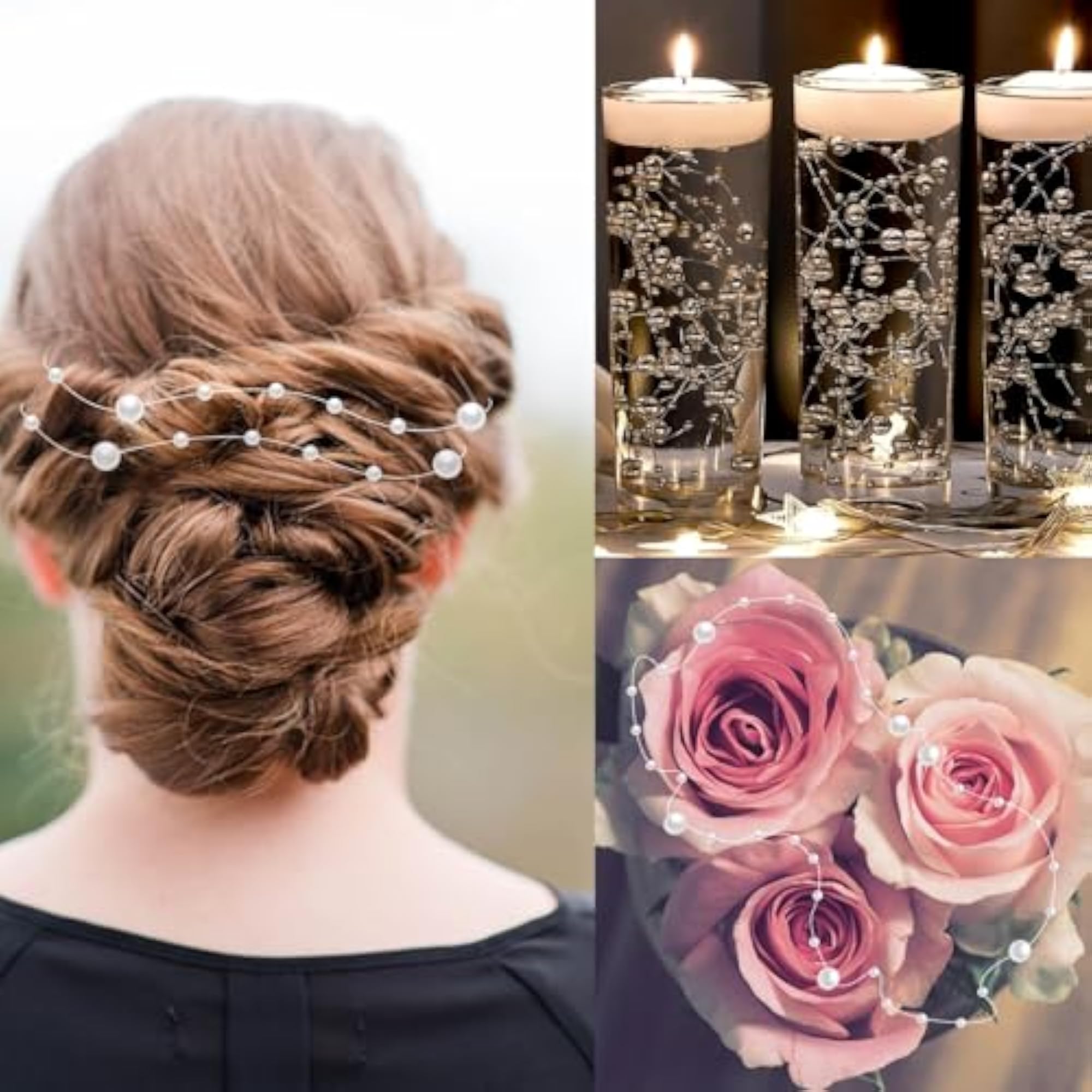 98ft Artificial Pearl String, 6 pcs Faux Pearls Beads