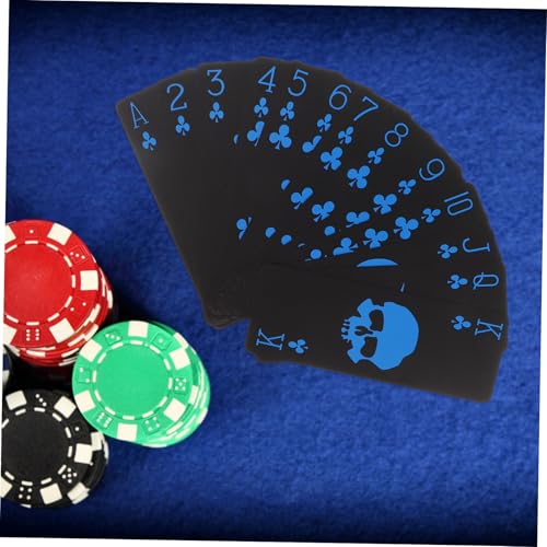 Abaodam wasserdichte Pokerkarten aus Schwarzem PVC Kunststoff Kreative Spielkarten mit Totenkopfdesign für Partys und Familienfeiern Langlebiges Kartendeck für Unzählige Spiele – Bild 8
