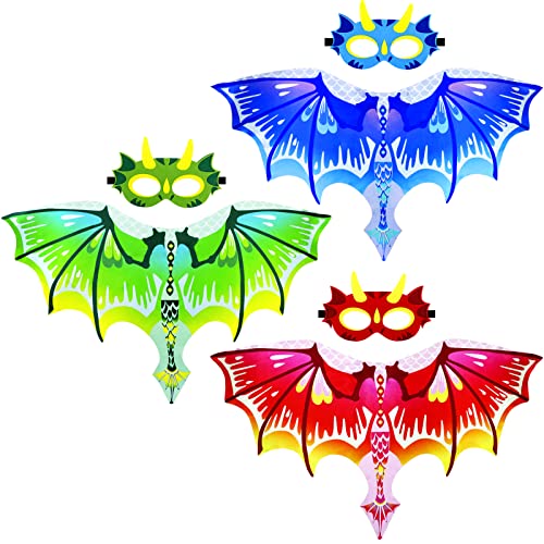 Irolehome Dragon-Wings-Costume For Kids Halloween Costumes For Boys-Girls Dinosaur-Dress-Up Capes And Masks As Party Favors Gifts (Red Blue Green) #TOP10