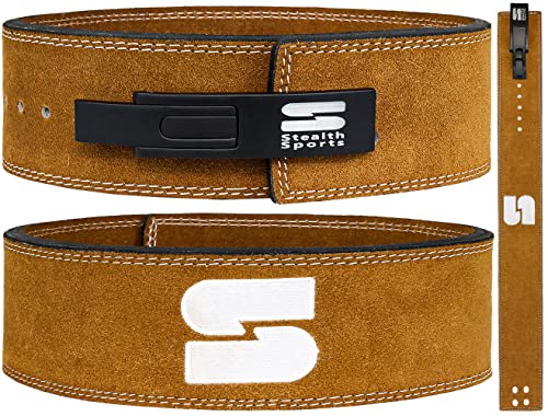 Stealth Sports Gewichthebergürtel - Echtes Leder 10mm Powerlifting Gürtel - 10,2 cm Braun Breiter Workout Gürtel - Hebegürtel für Bodybuilding, Kreuzheben, Kniebeugen und Fitness (L) Cover