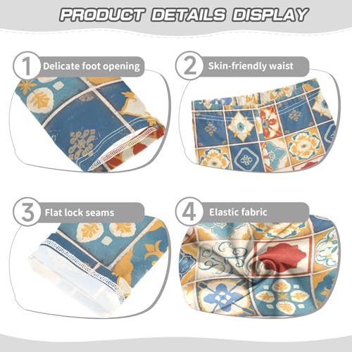 Seamless Tiles Portuguese Spanish Italian Kids Baby Girls Cotton Leggings Fashion Full Length Lounge Pants Exercise3