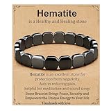 Gnamy Hematite Bracelet for Men, Valentines Gifts for Men Him Husband Boyfriend, Natural Hematite Stone Beaded Stretch Healing Bracelets Birthday Inspirational Jewelry Gifts for Man Male
