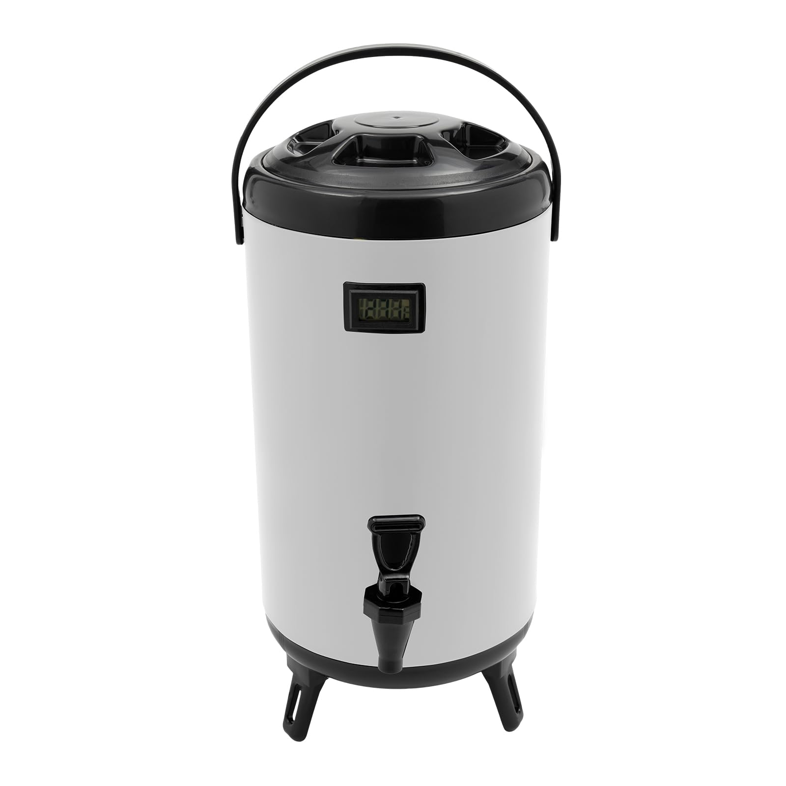 Contenitore termico in acciaio inox, dispenser di bevande da 12 l, con termometro e rubinetto, secchio isolato con funzione di mantenimento freddo e caldo per 12 ore, contenitore termico con coperchio