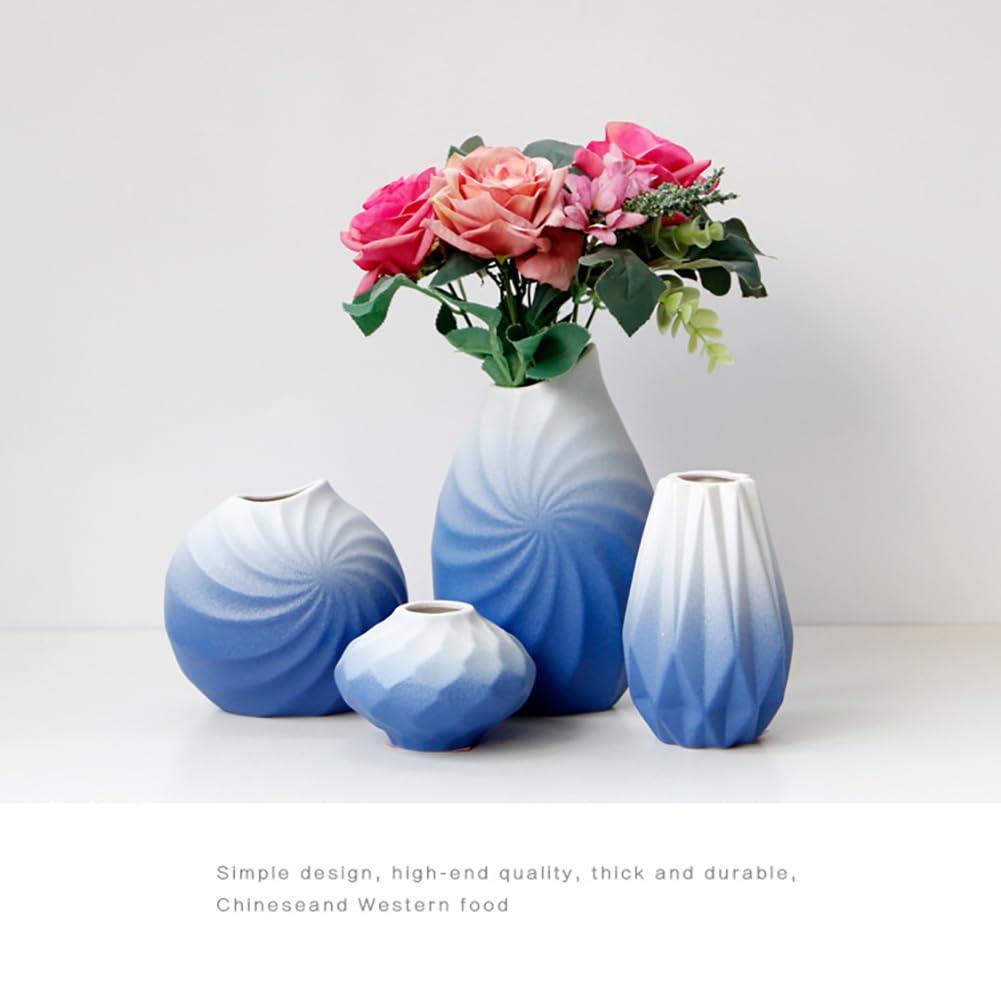 Ceramiczny wazon, gradient biały niebieski minimalistyczny dekoracja domu prostokątny kształt do suchych kwiatów roślin doniczkowych ślub dekoracja stołu nowoczesne wazony (A)