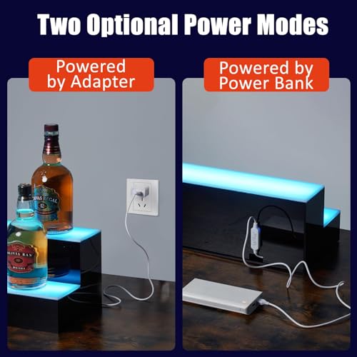 LED Lighted Liquor Bottle Display,2 Tiers 60in LED Liquor Shelf with Remote & App Control,16 Colors,4 Modes,Bottle Shelf Multi-Color Lighting Modes for Bars