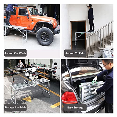 Wglawl Scaffolding Equipment, Portable Folding Scaffolding, Multipurpose Work Platform Scaffold Tower Ladder Stool Work Bench, 882 Lbs Load, Galvanized Steel (Size : 5.91Ft) #TOP6